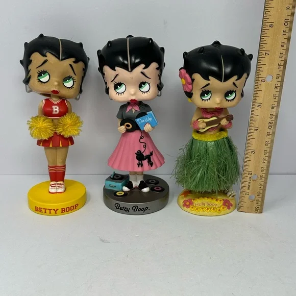 Lot of 3 Betty Boop Hula, Cheerleader, Poodle Skirt 7” Bobbleheads X9 - Picture 2 of 6